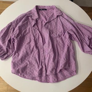 ZARA Lilac Shirt with Puffed Sleeves